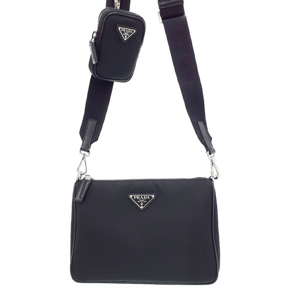 Prada Saffiano Re Black Crossbody Bag Shoulder Leather - Picture 2 of 9